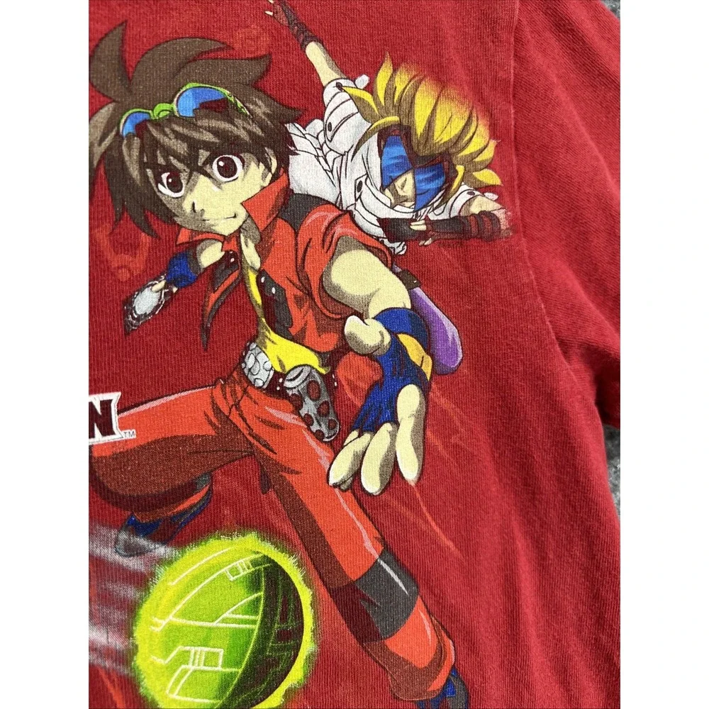 Vintage Y2K Bakugan Battle Brawlers Red Graphic T-Shirt Kids Youth XS Delta